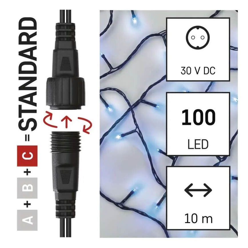 LED Vanjske božićne lampice 100xLED/10m IP44 plava