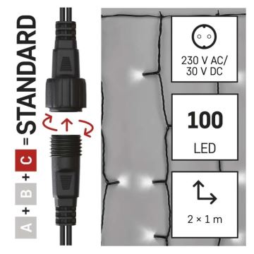 LED Vanjske božićne lampice 100xLED/1x2m IP44 hladna bijela