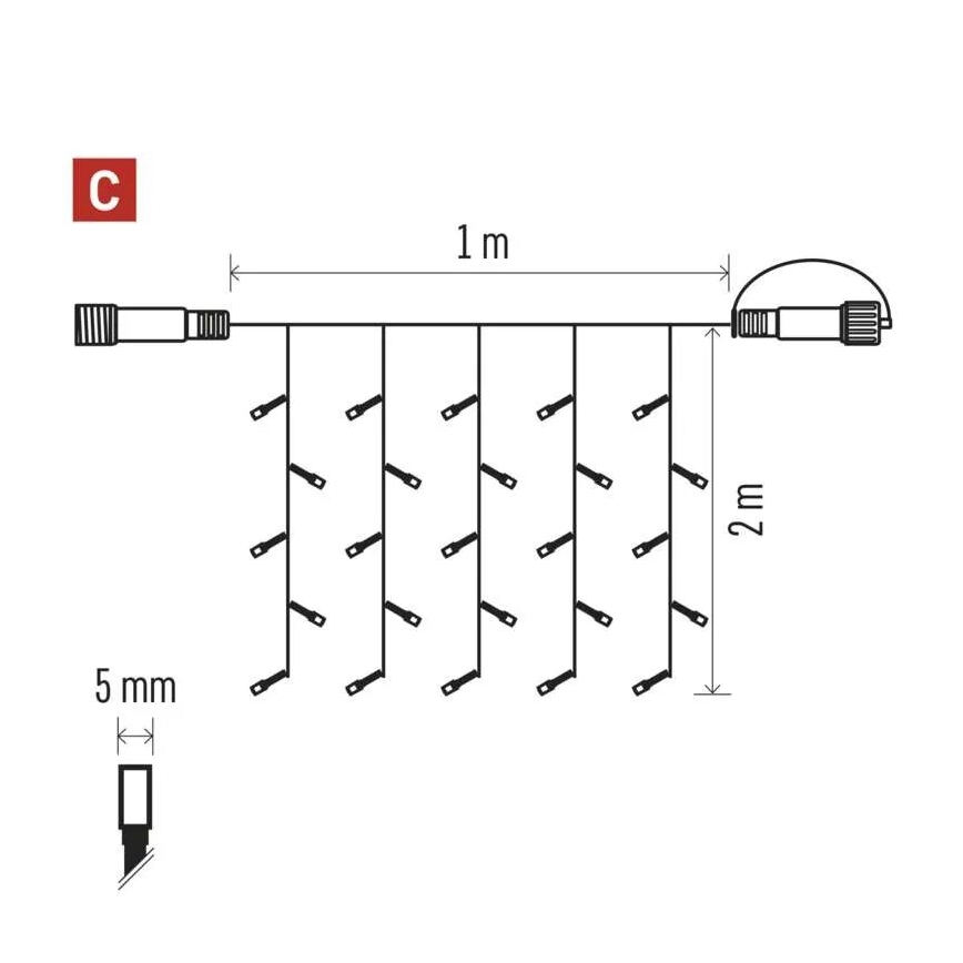 LED Vanjske božićne lampice 100xLED/1x2m IP44 hladna bijela