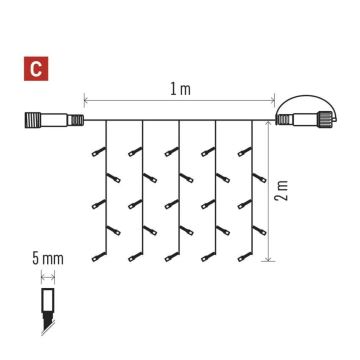 LED Vanjske božićne lampice 100xLED/1x2m IP44 topla bijela