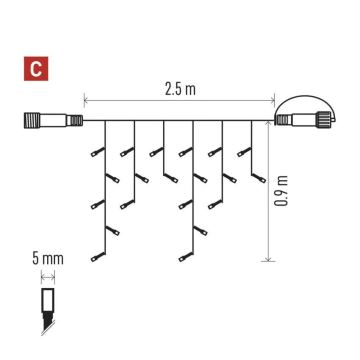 LED Vanjske božićne lampice 100xLED/2,5x0,9m IP44 crvena/vintage