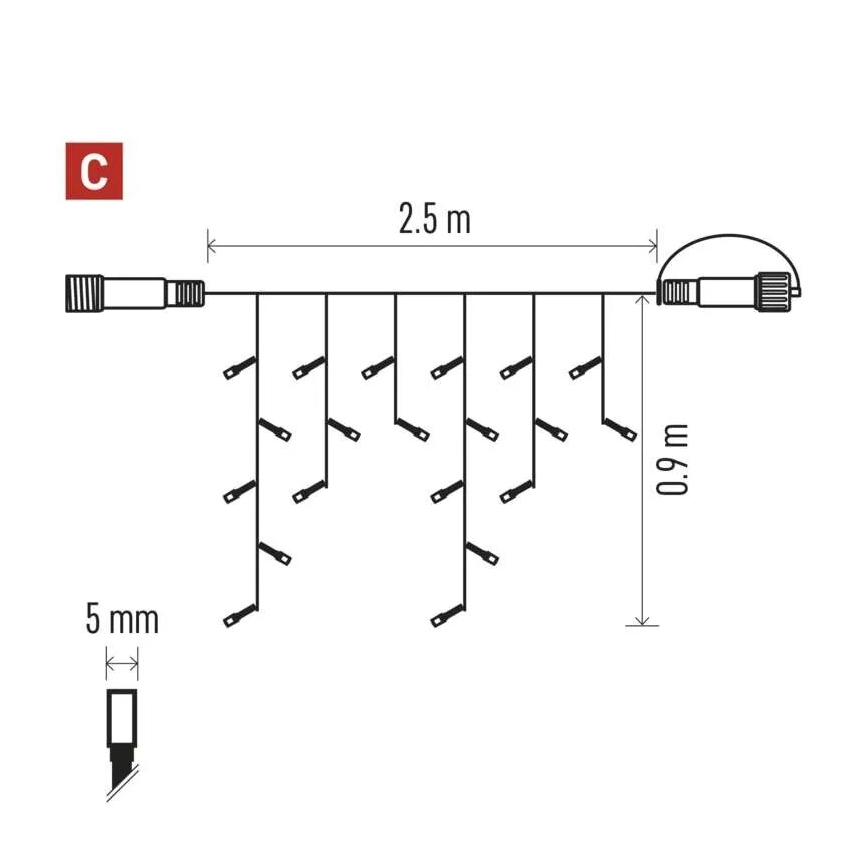 LED Vanjske božićne lampice 100xLED/2,5x0,9m IP44 crvena/vintage