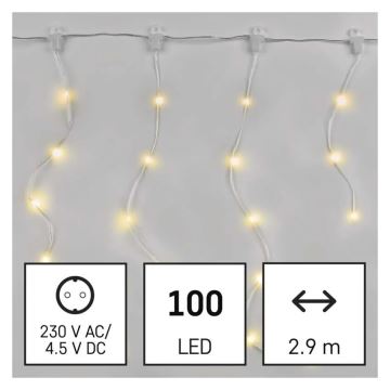 LED Vanjske božićne lampice 100xLED/8 funkcija 7,9x0,7m IP44 topla bijela