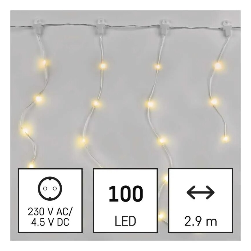 LED Vanjske božićne lampice 100xLED/8 funkcija 7,9x0,7m IP44 topla bijela