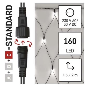 LED Vanjske božićne lampice 160xLED/2x1,5m IP44 hladna bijela