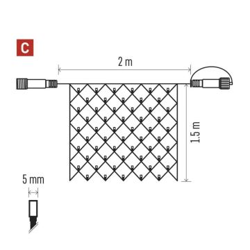 LED Vanjske božićne lampice 160xLED/2x1,5m IP44 hladna bijela