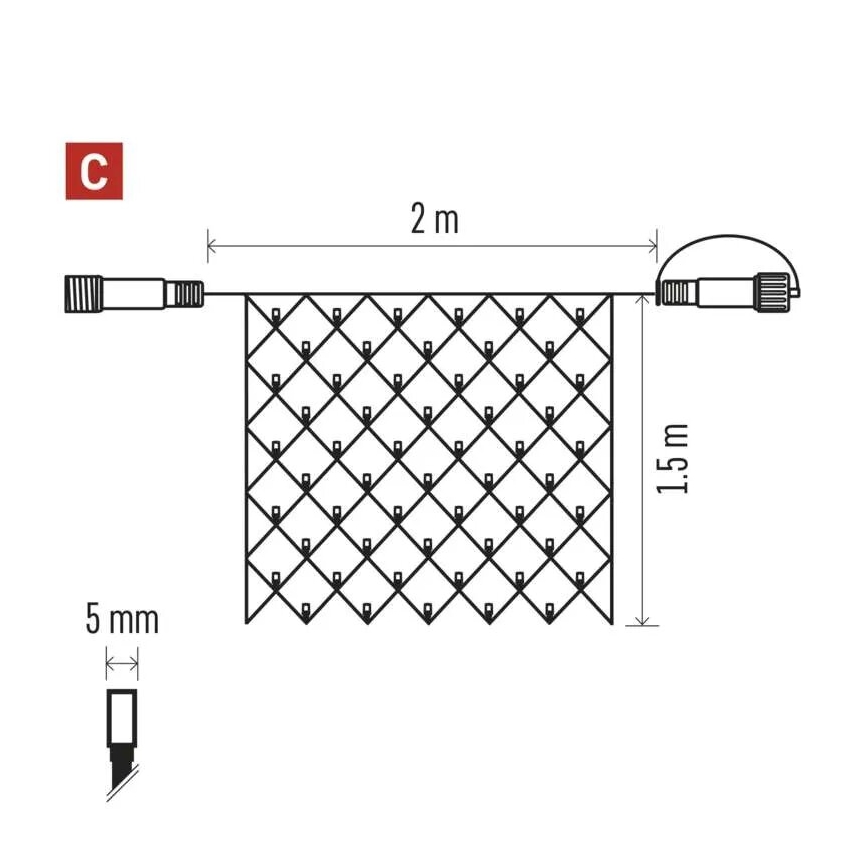 LED Vanjske božićne lampice 160xLED/2x1,5m IP44 topla bijela