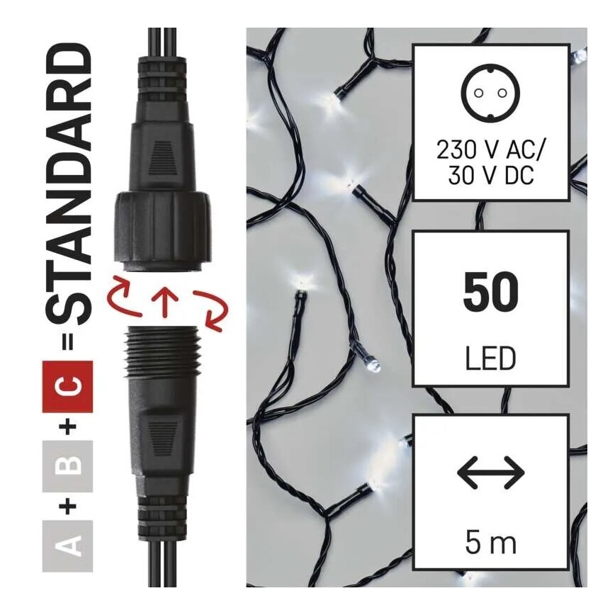 LED Vanjske božićne lampice 50xLED/5m IP44 hladna bijela