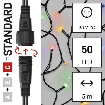 LED Vanjske božićne lampice 50xLED/5m IP44 multicolor