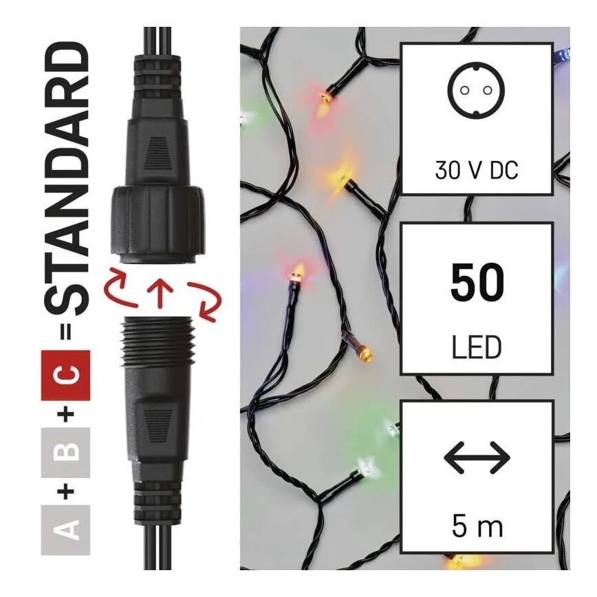 LED Vanjske božićne lampice 50xLED/5m IP44 multicolor