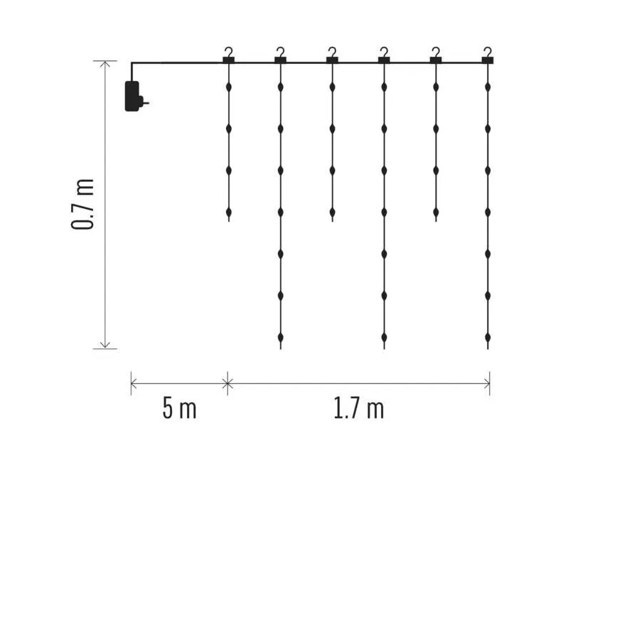 LED Vanjske božićne lampice 54xLED/8 funkcija 6,7x0,7m IP44 topla bijela