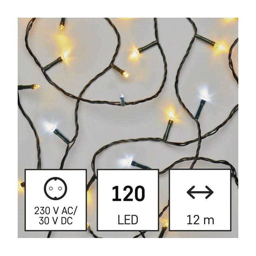 LED Vanjski Božićni lanac 120xLED/17m IP44 topla/hladna bijela