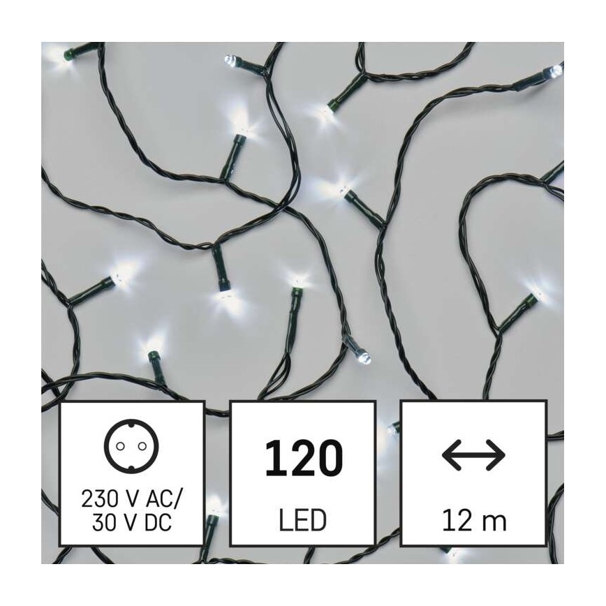 LED Vanjski Božićni lanac 120xLED/8 načina rada 17m IP44 hladna bijela