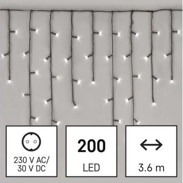 LED Vanjski Božićni lanac 200xLED/8 načina rada 8,6m IP44 hladna bijela