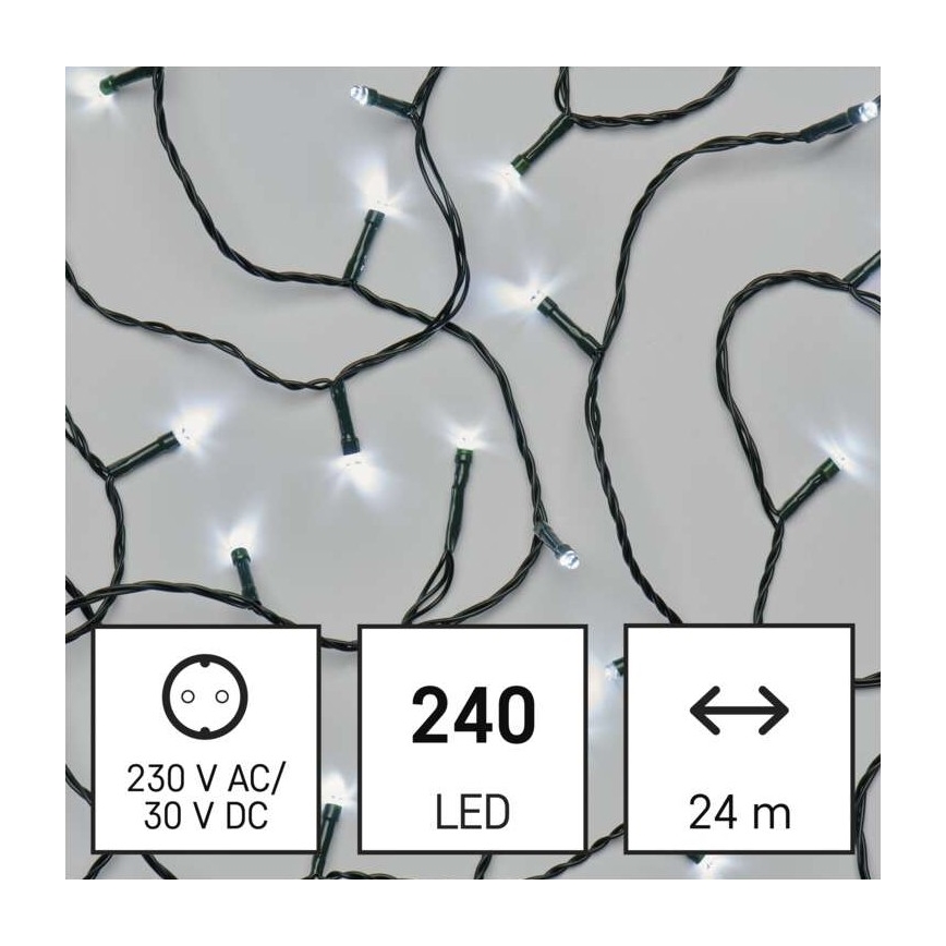 LED Vanjski Božićni lanac 240xLED/8 načina rada 29m IP44 hladna bijela