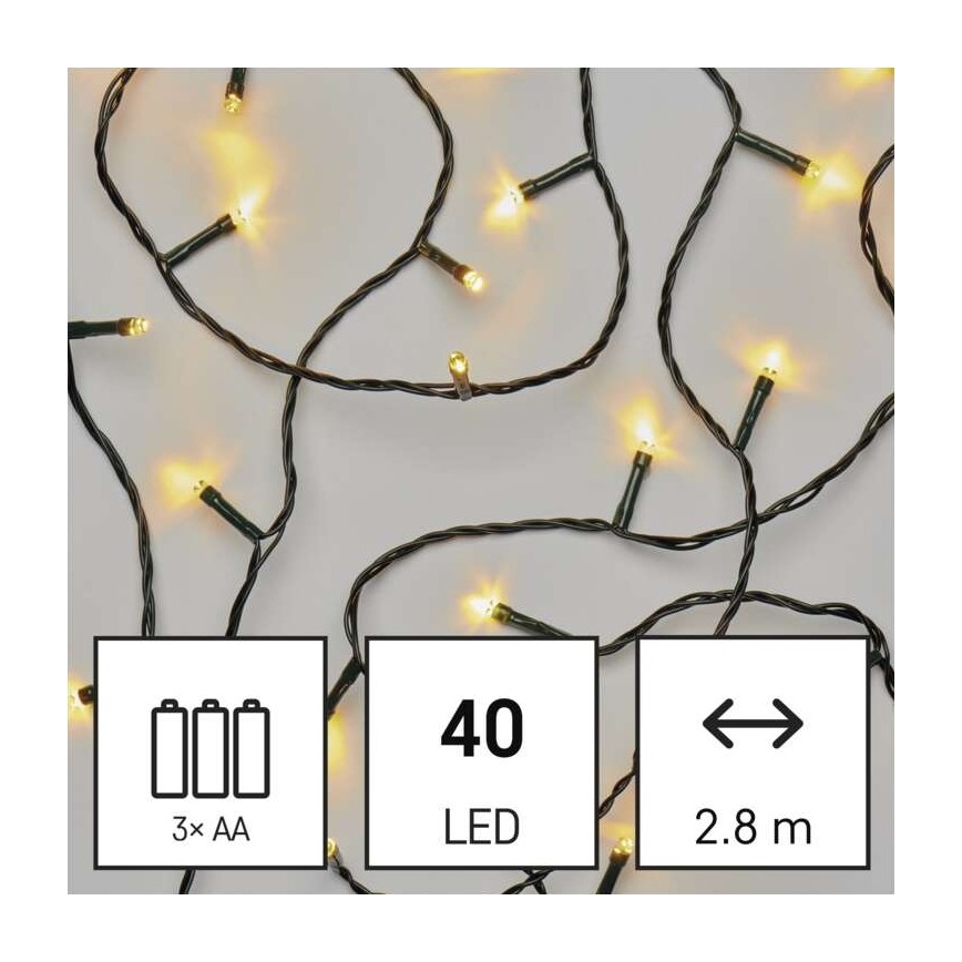 LED Vanjski Božićni lanac 40xLED/3,3m IP44 topla bijela