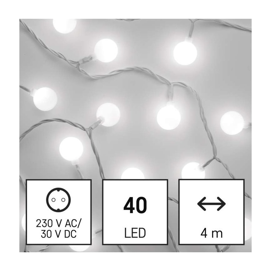 LED Vanjski Božićni lanac 40xLED/9m IP44 hladna bijela