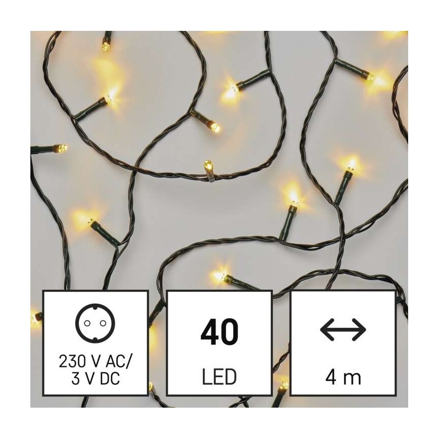 LED Vanjski Božićni lanac 40xLED/9m IP44 topla bijela