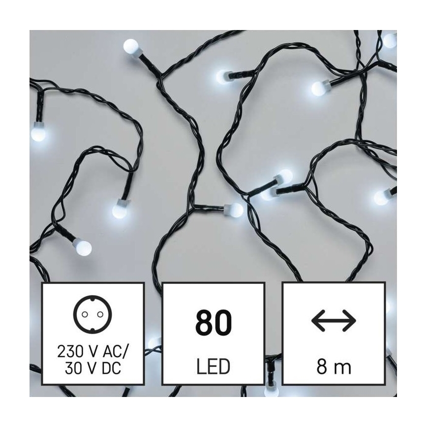 LED Vanjski Božićni lanac 80xLED/13m IP44 hladna bijela