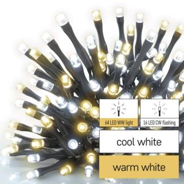 LED Vanjski Božićni lanac 80xLED/2 funkcije 13m IP44 topla/hladna bijela