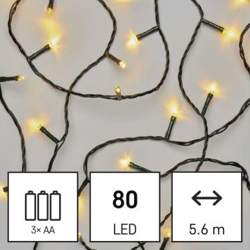 LED Vanjski Božićni lanac 80xLED/6,1m IP44 topla bijela