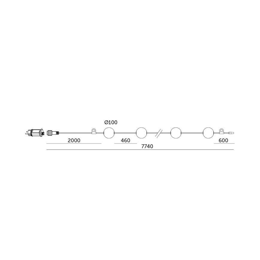 LED Vanjski dekorativni lanac 10xLED/0,8W/230V IP67 2500K 7,7 m