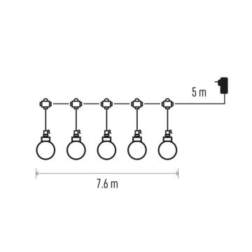 LED Vanjski dekorativni lanac 20xLED/12,6m IP44 topla bijela