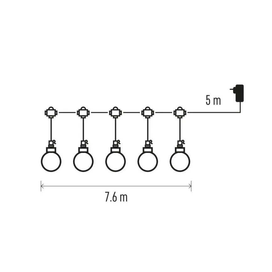 LED Vanjski dekorativni lanac 20xLED/12,6m IP44 topla bijela