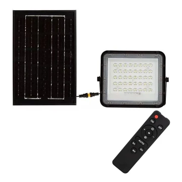LED Vanjski prigušivi solarni reflektor LED/6W/3,2V IP65 4000K crna + daljinski upravljač