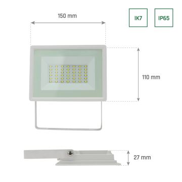 LED Vanjski reflektor NOCTIS LUX 3 LED/30W/230V 4000K IP65 bijela