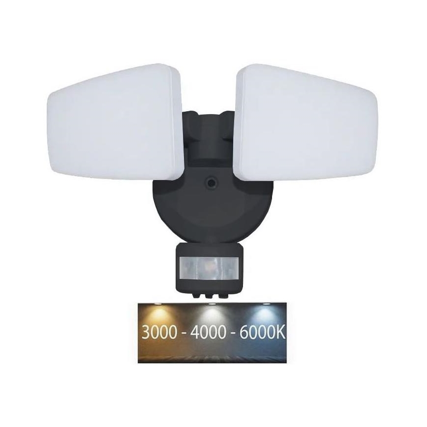 LED Vanjski reflektor sa senzorom LED/24W/230V 3000/4000/6000K IP54 crna