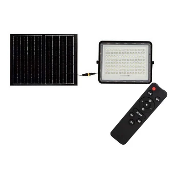 LED Vanjski solarni reflektor LED/200W/3,2V 4000K crna IP65 + daljinski upravljač
