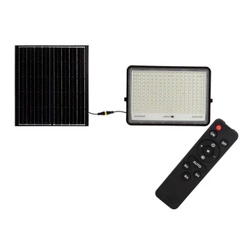 LED Vanjski solarni reflektor LED/30W/3,2V 4000K crna IP65 + daljinski upravljač