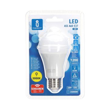 LED Žarulja sa senzorom za pokret i dan/noć A60 E27/12W/230V 3000K - Aigostar