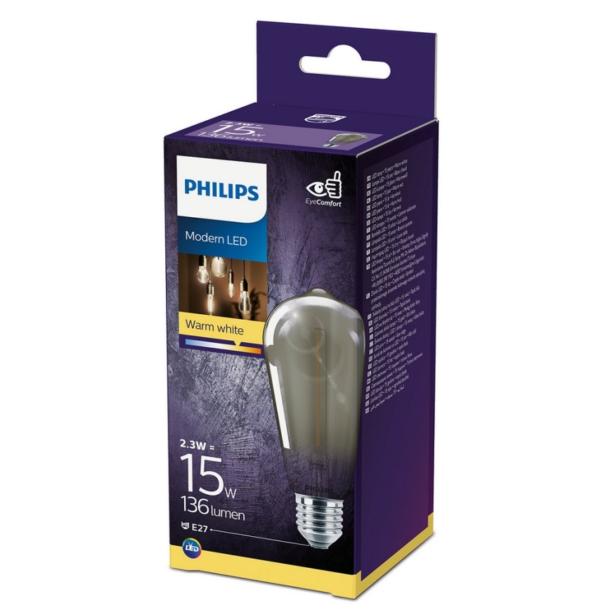 LED Žarulja SMOKY VINTAGE Philips ST64 E27/2,3W/230V 2700K