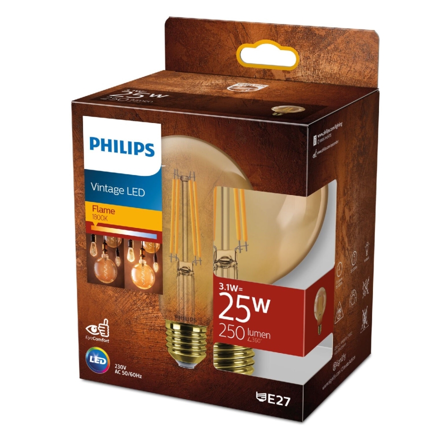 LED Žarulja VINTAGE Philips G95 E27/3,1W/230V 1800K