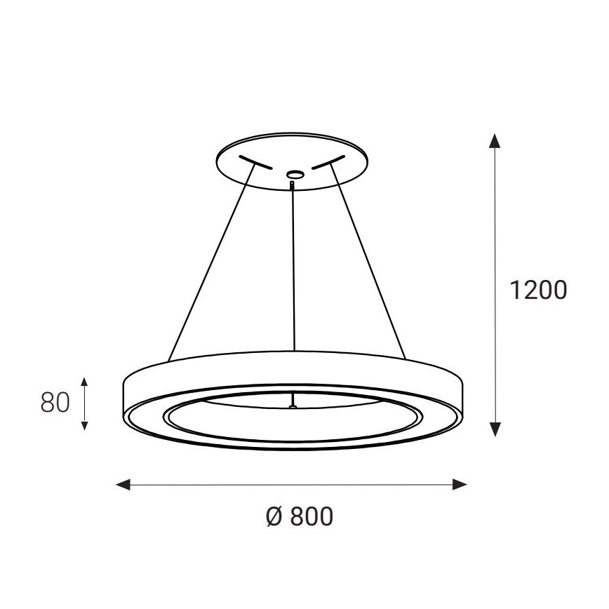 LED2 - LED Luster na sajli SATURN LED/80W/230V 3000K pr. 80 cm crna