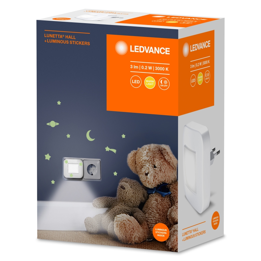 Ledvance - LED Noćno svjetlo sa senzorom LUNETTA LED/0,2W/230V