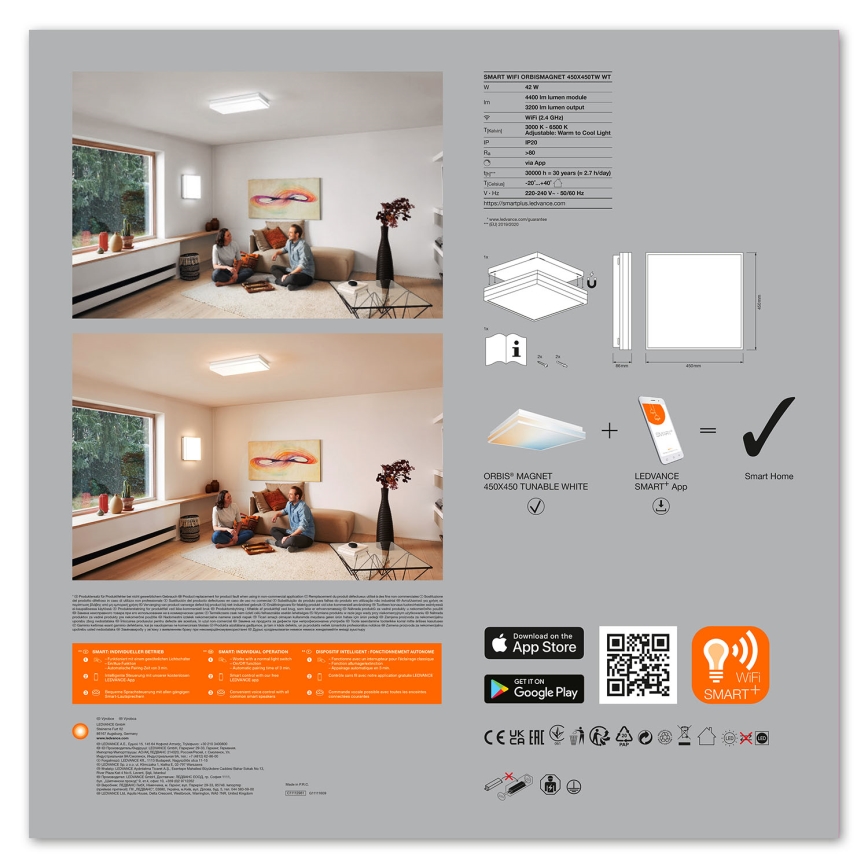 Ledvance - LED Prigušiva stropna svjetiljka SMART+ MAGNET LED/42W/230V 3000-6500K Wi-Fi