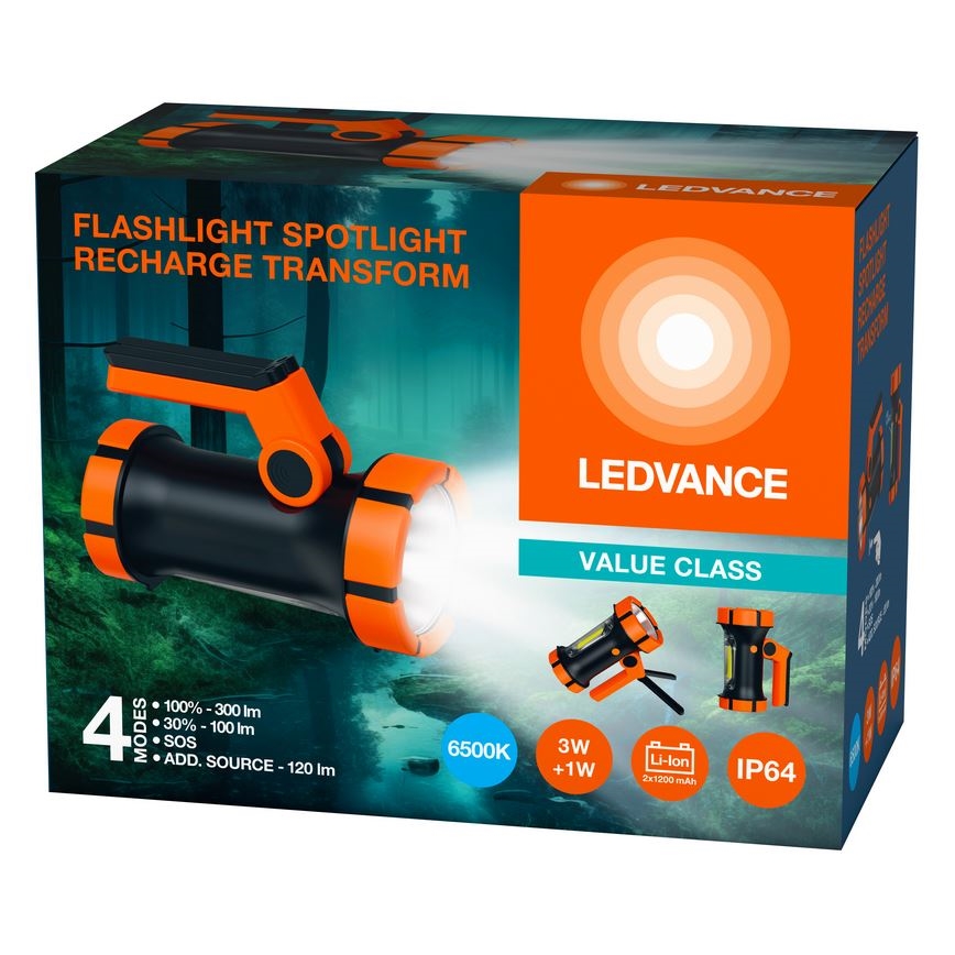 Ledvance - LED Punjiva baterijska svjetiljka s power bankom FLASHLIGHT LED/3W/5V IP64 2400mAh