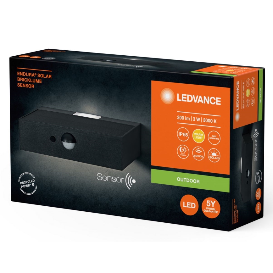 Ledvance - LED Solarna zidna svjetiljka sa senzorom ENDURA SOLAR LED/3W/4,2V IP65