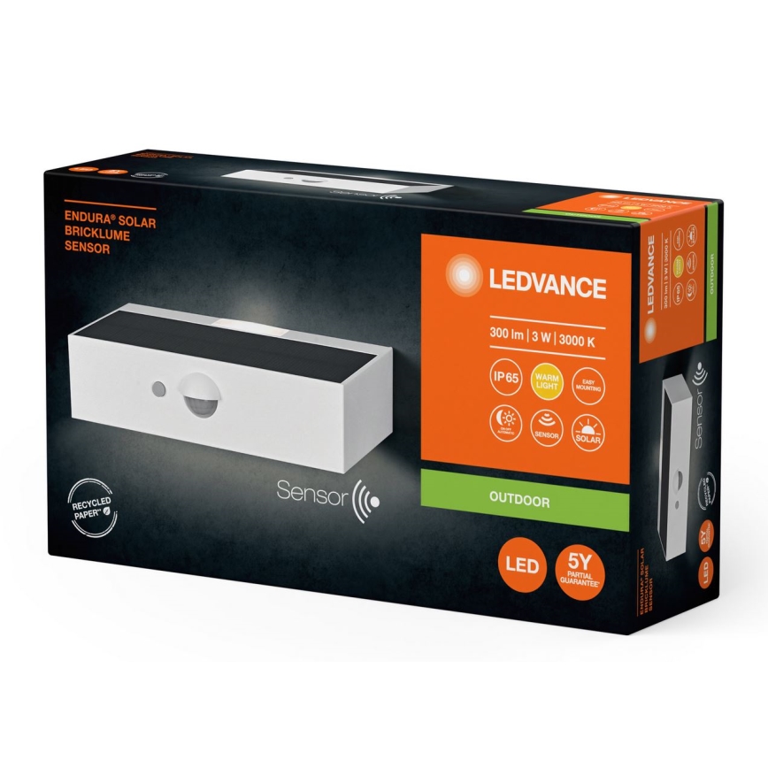 Ledvance - LED Solarna zidna svjetiljka sa senzorom ENDURA SOLAR LED/3W/4,2V IP65