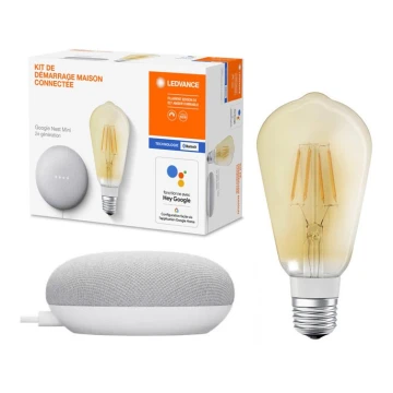 Ledvance - Pametni zvučnik Google Nest Mini + LED Prigušiva žarulja SMART+ E27/5,5W/230V