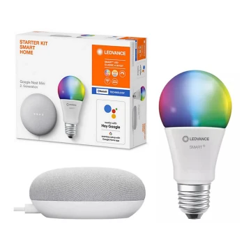 Ledvance - Pametni zvučnik Google Nest Mini + LED RGBW Prigušiva žarulja SMART+ A60 E27/60W/230V