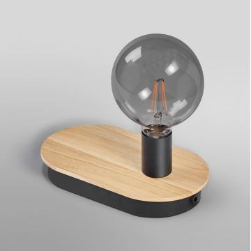 Ledvance - Stolna lampa na dodir s USB konektorom DECOR WOOD 1xE27/8W/230V kaučukovac