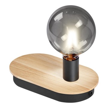 Ledvance - Stolna lampa na dodir s USB konektorom DECOR WOOD 1xE27/8W/230V kaučukovac