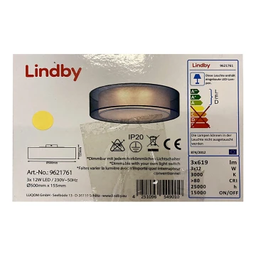 Lindby - LED Prigušiva stropna svjetiljka AMON 3xLED/12W/230V