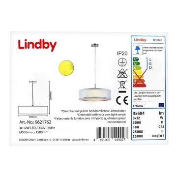 Lindby - LED Prigušivi luster na sajli AMON 3xLED/12W/230V