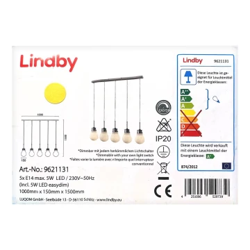 Lindby - LED Prigušivi luster na sajli BADO 5xLED/5W/230V