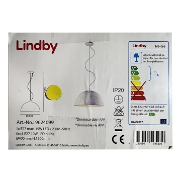 Lindby - LED RGB Prigušivi luster na sajli CAROLLE LED/10W/230V Wi-Fi Tuya